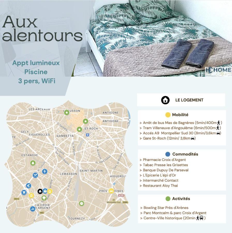 Ferienwohnung Appt Lumineux, piscine, wifi Montpellier Exterior foto